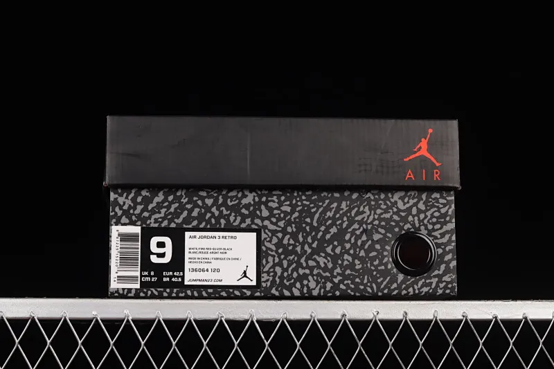 All categories Air Jordan Jordan series basketball shoes Air Jordan 3 Air Jordan Retro AJ3 Joe 3 white and red manuscript burst pattern sports basketball shoes 136064-120
